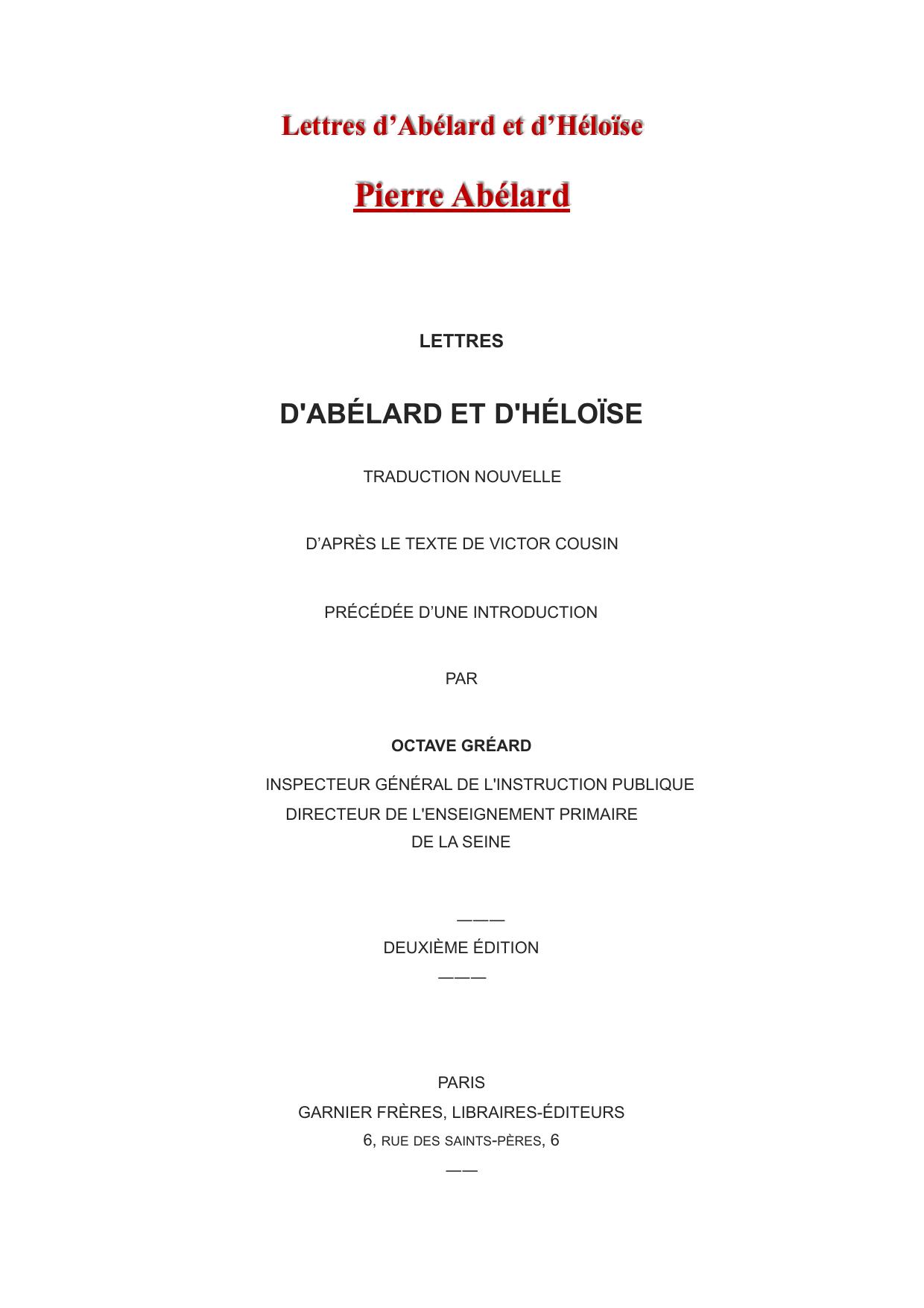 Lettres d’Abélard et d’Héloïse