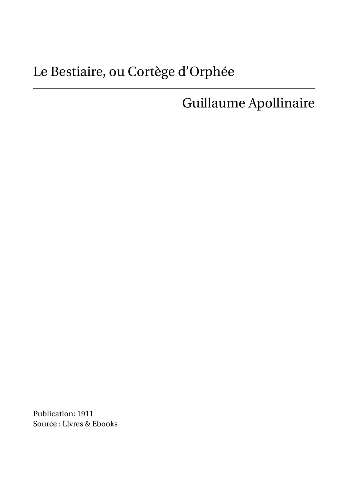 Le bestiaire