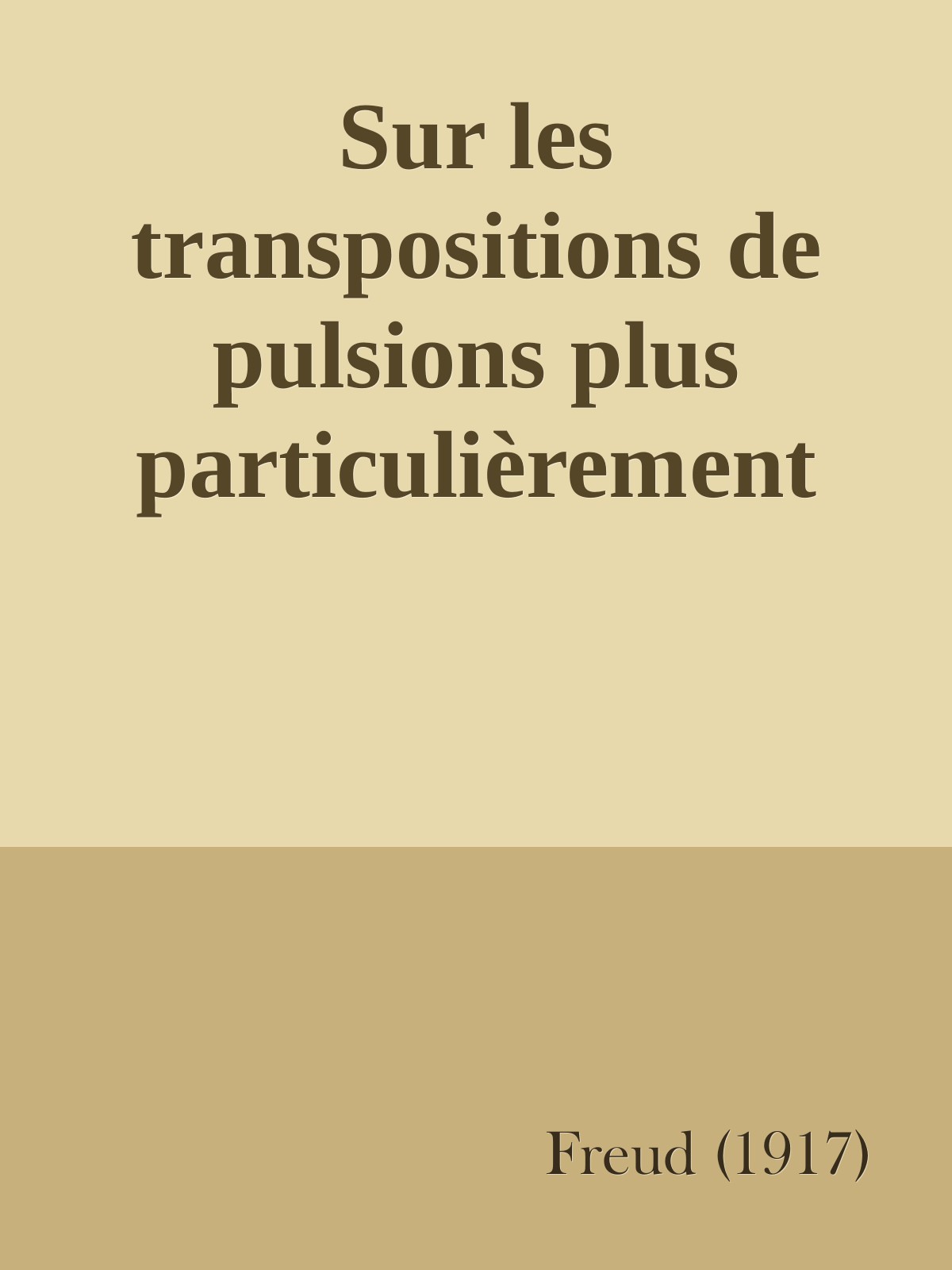 Sur les transpositions de pulsions plus particulièrement dans l’érotisme anal
