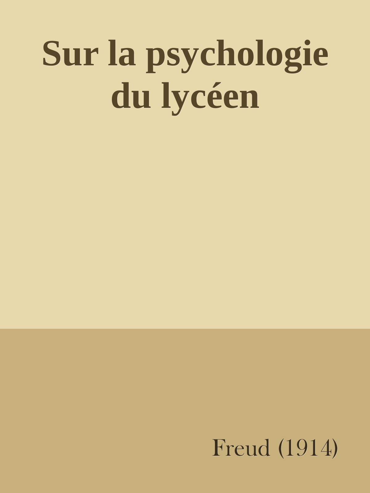 Sur la psychologie du lycéen