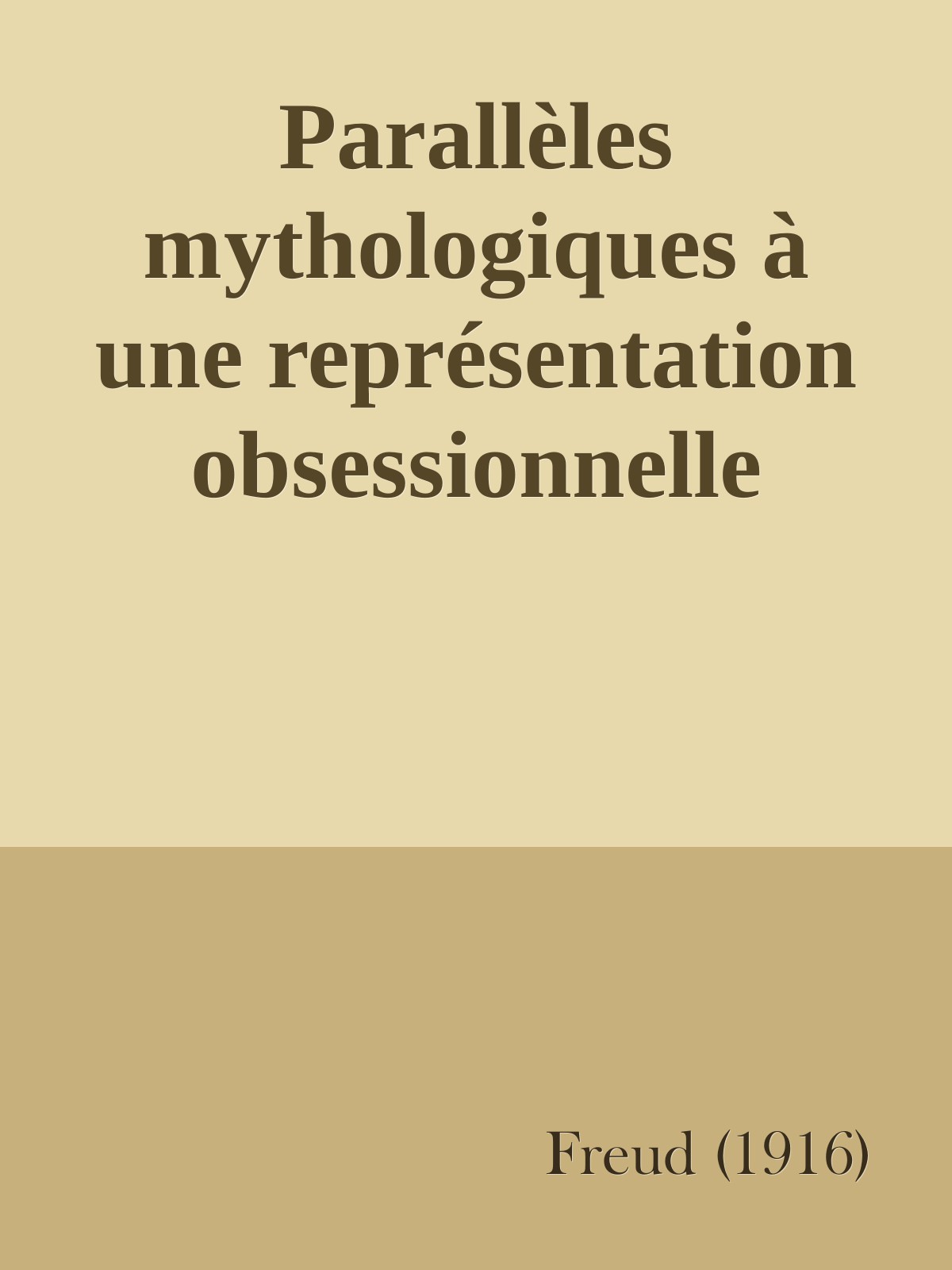 Parallèles mythologiques à une représentation obsessionnelle plastique