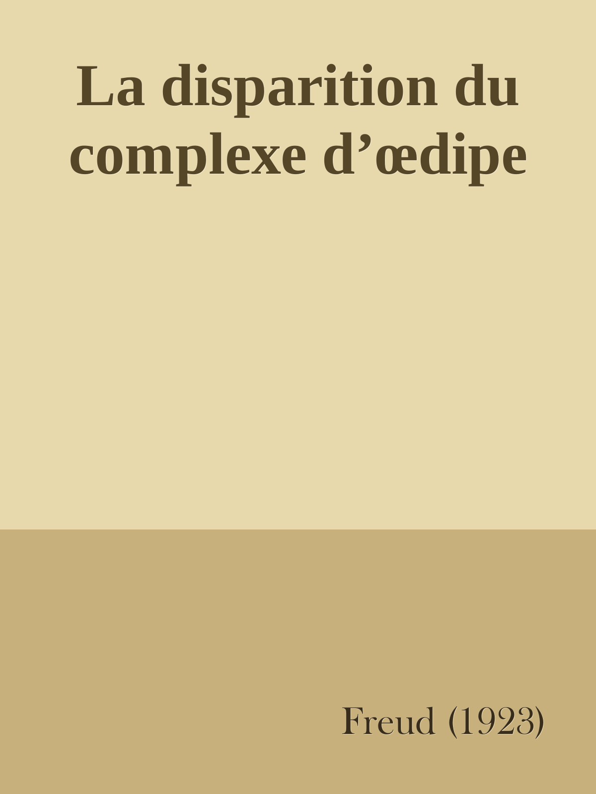 La disparition du complexe d’œdipe