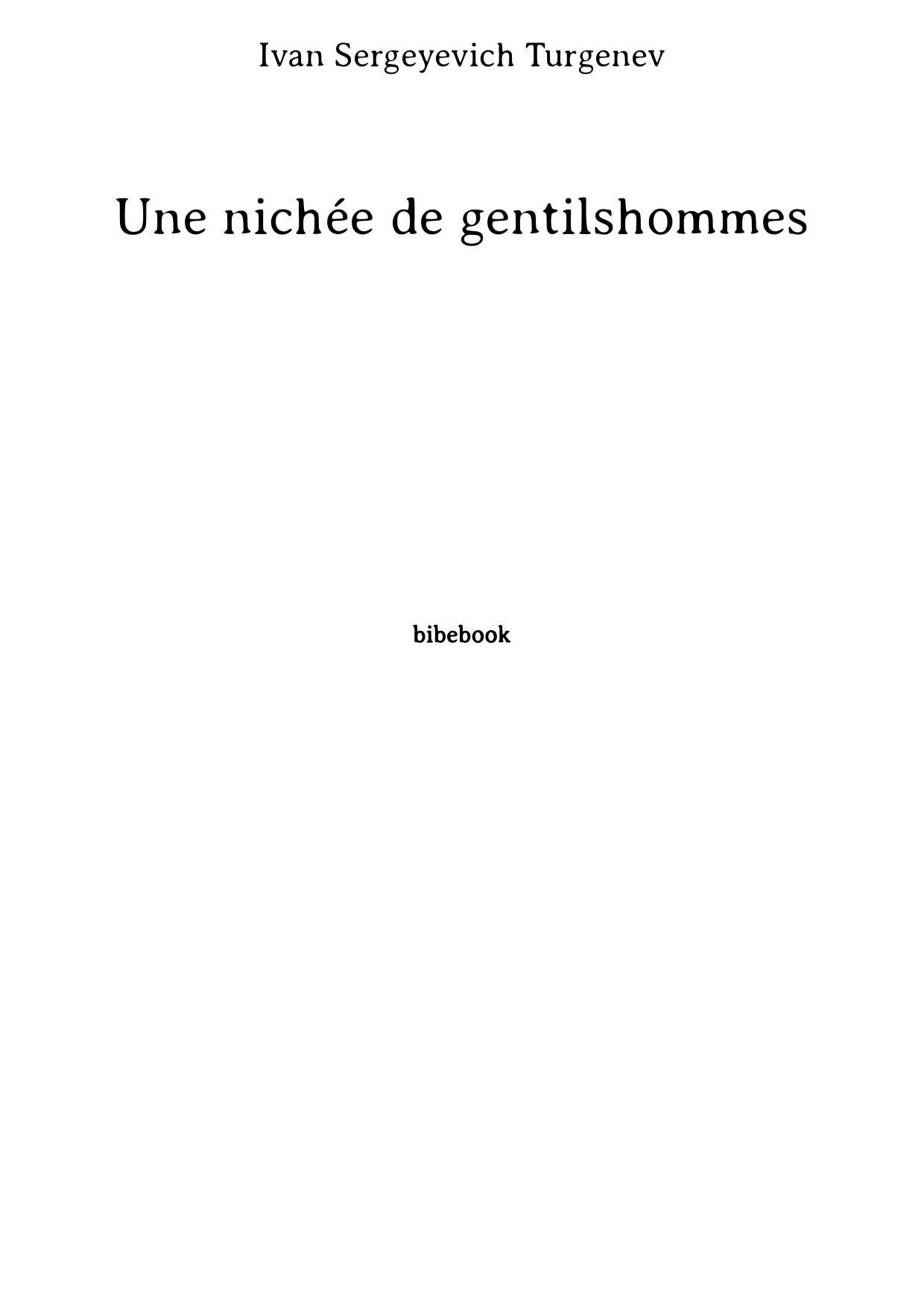 Une nichée de gentilshommes