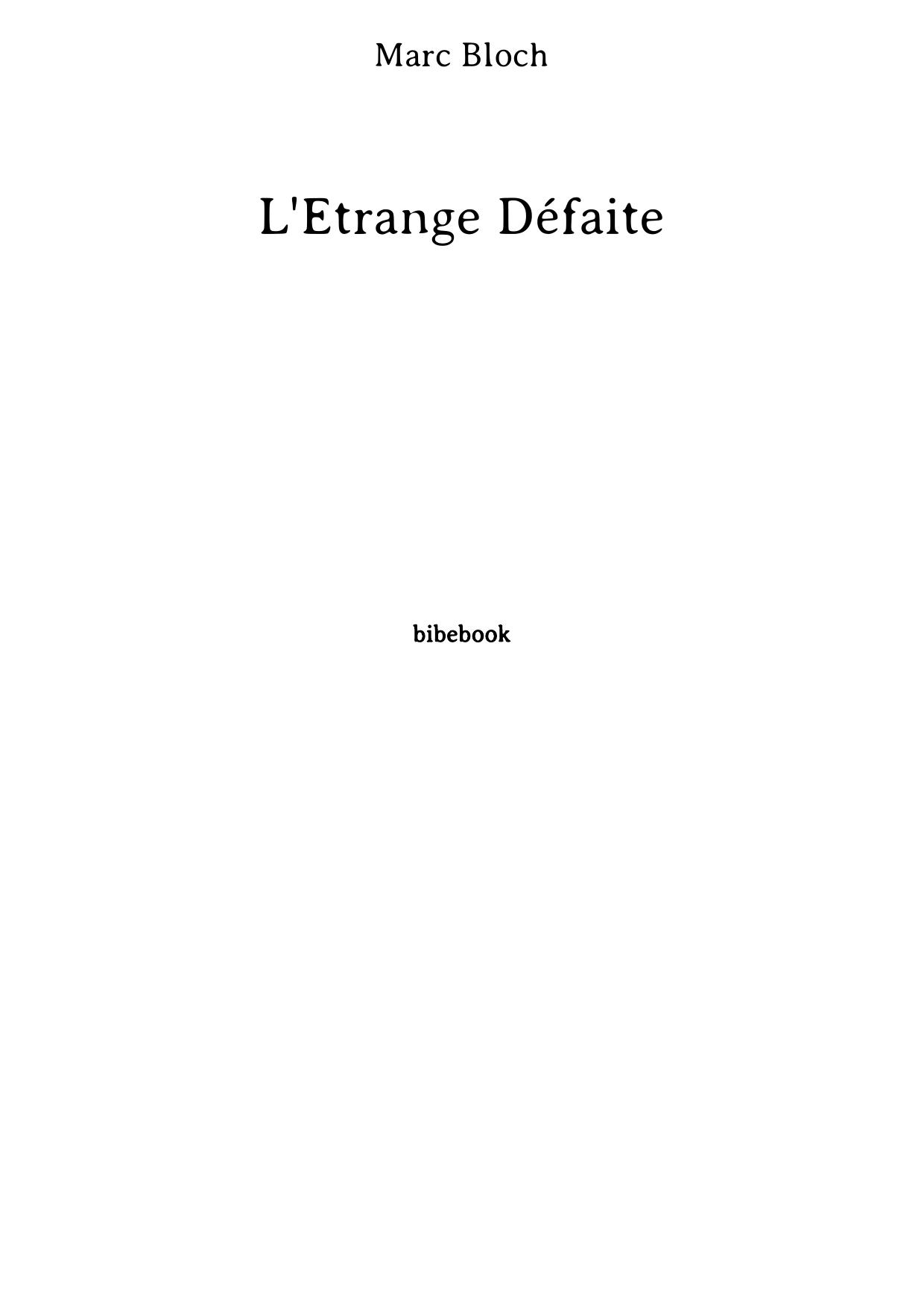 L'Étrange Défaite