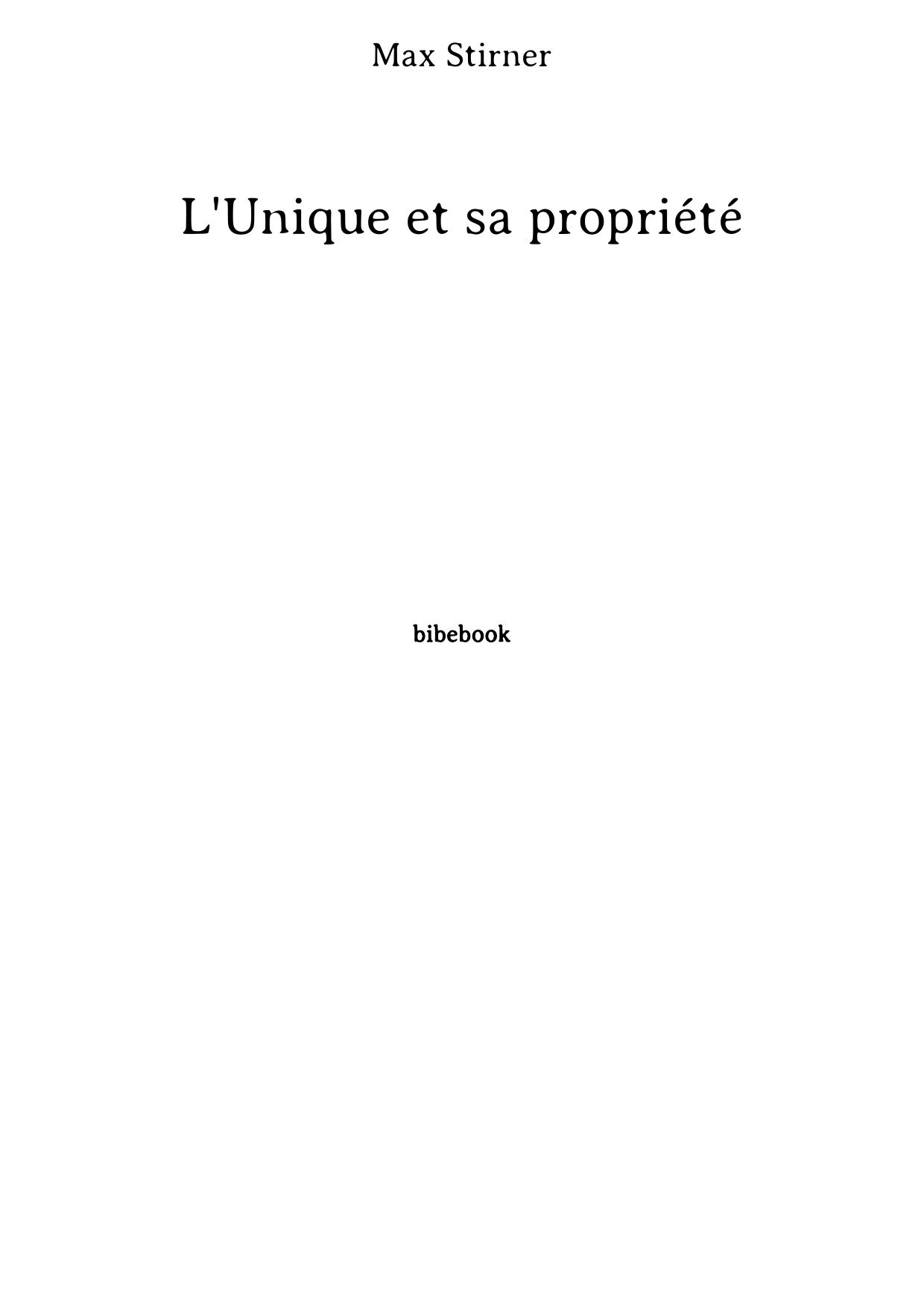 L'Unique et sa propriété