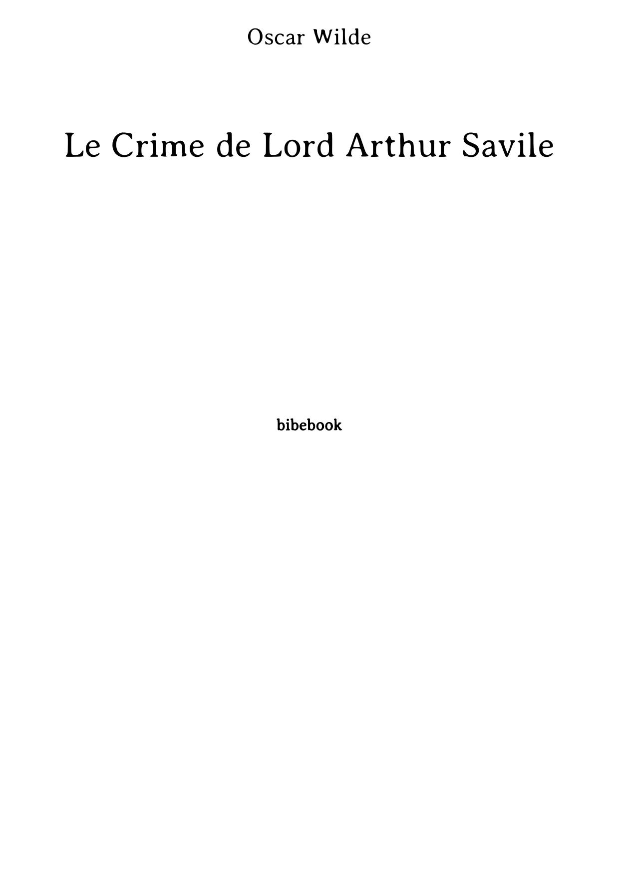 Le Crime de Lord Arthur Savile