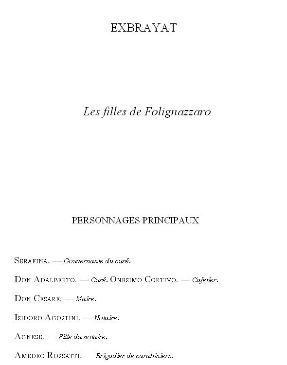 Les Filles De Folignazzaro