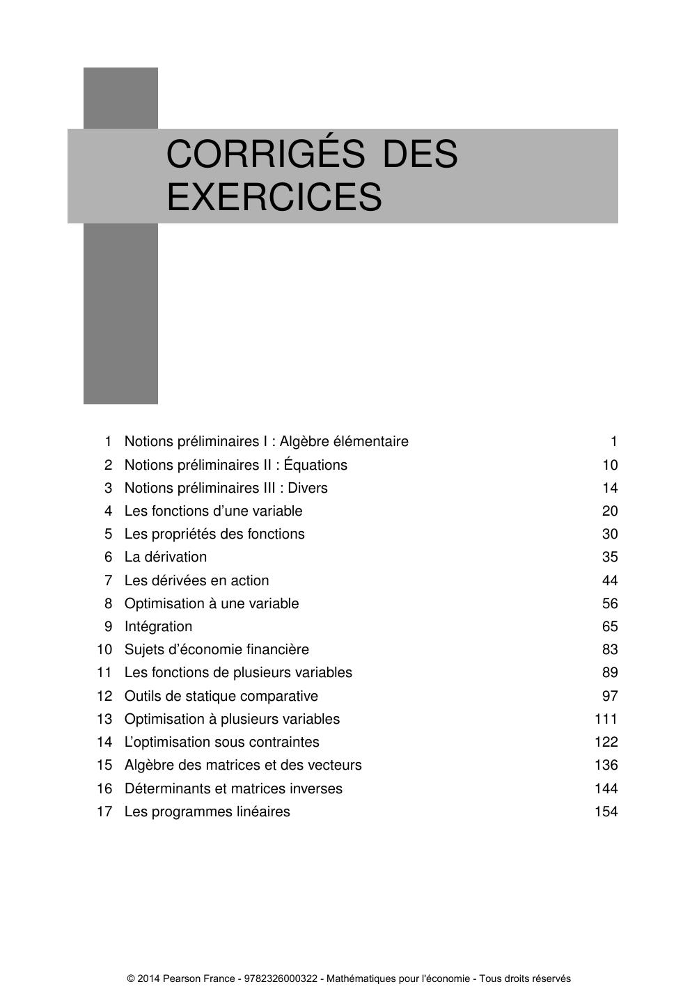 Corrigés des exercises