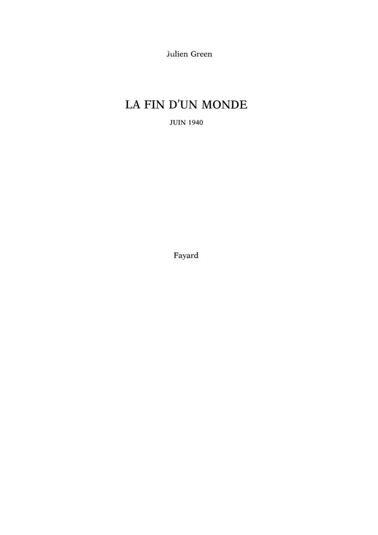 La Fin d'un monde