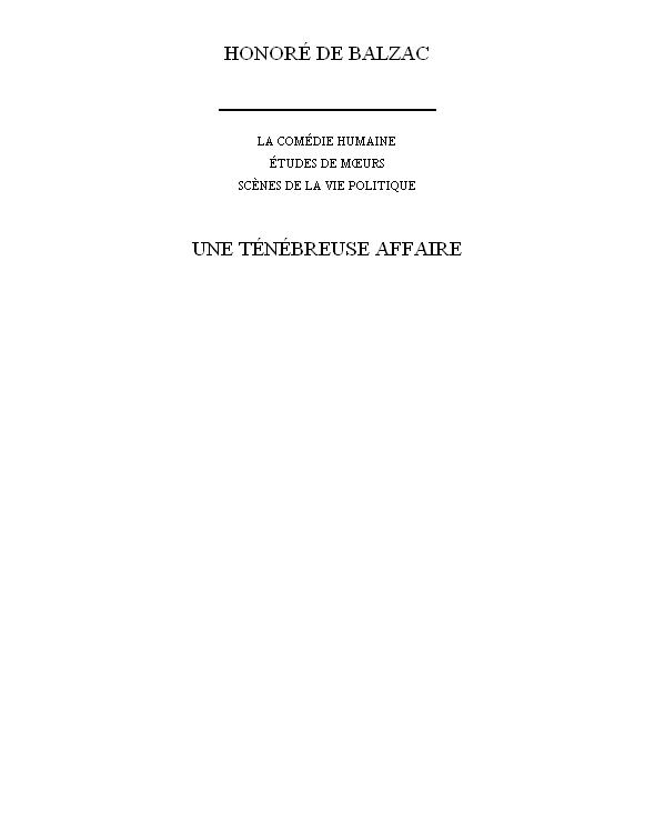Une Ténébreuse Affaire