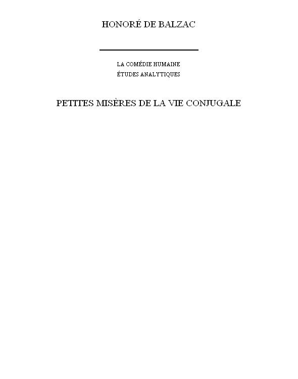 Petites Misères De La Vie Conjugale