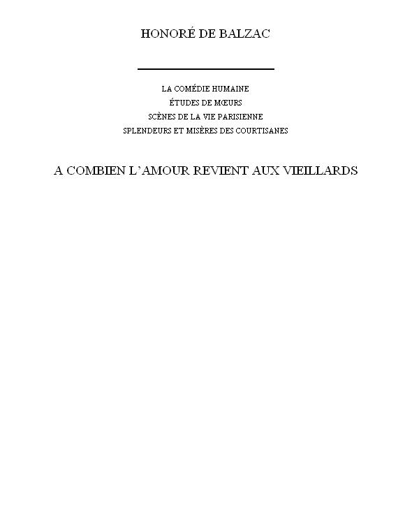 A Combien L’amour Revient Aux Vieillards