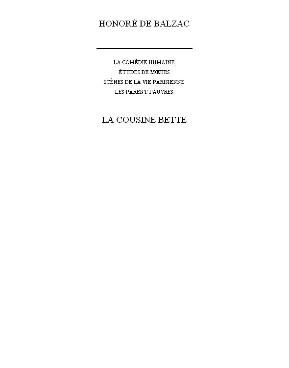 La Cousine Bette