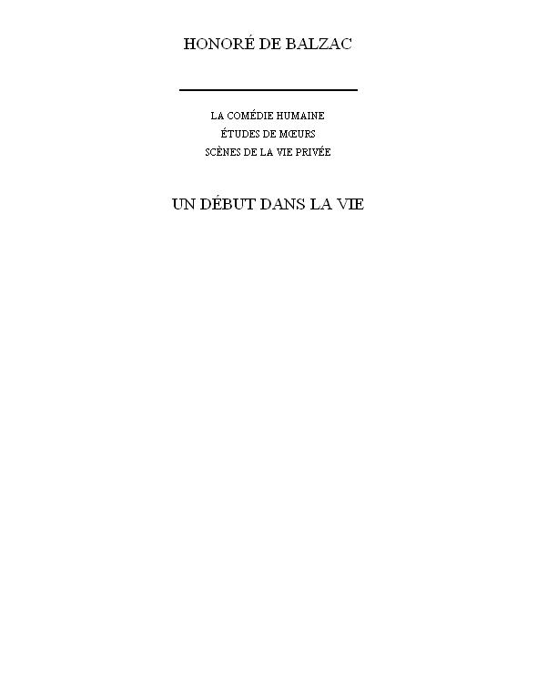 Un Début Dans La Vie