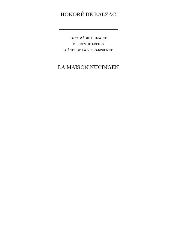 La Maison Nucingen