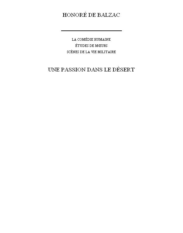 Une Passion Dans Le Désert