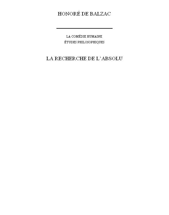 La Recherche De L’absolu