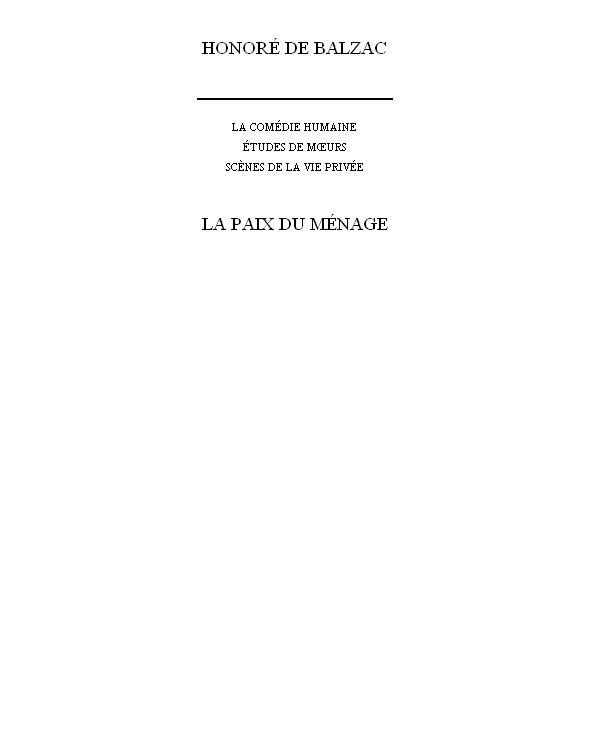 La Paix Du Ménage