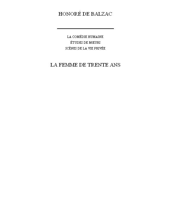 La Femme De Trente Ans
