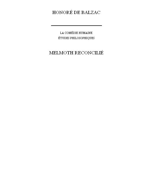 Melmoth Reconcilié