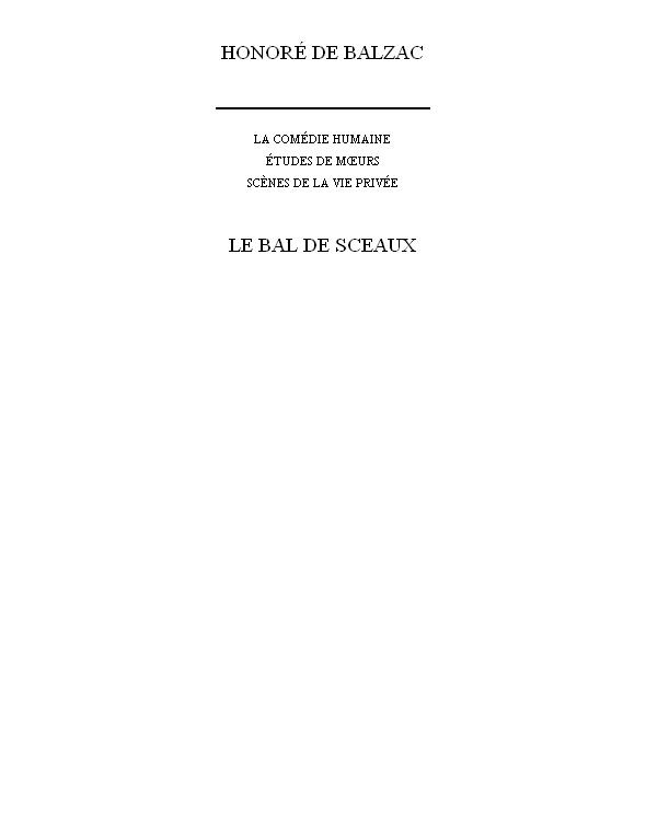 Le Bal De Sceaux