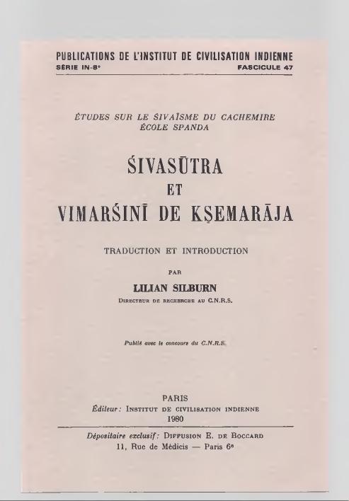 Sivasutra Et Vimarsini De Ksemaraja