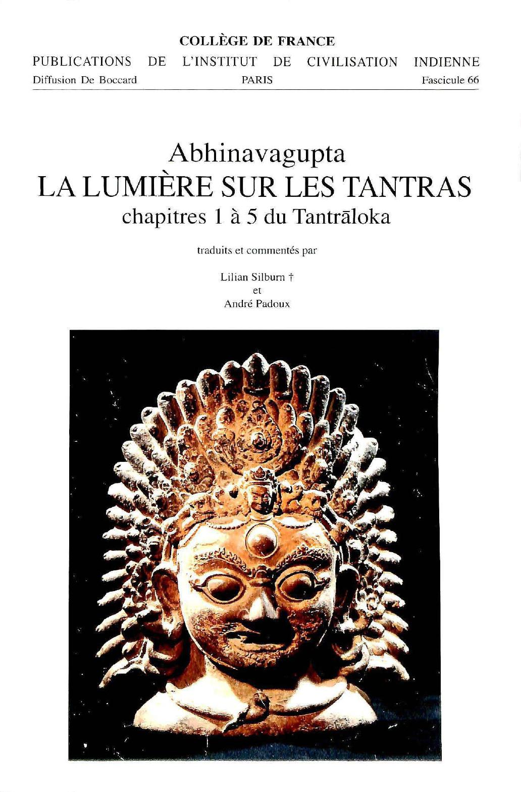 La lumiere sur les tantras Tantraloka texte de Abhinavagupta