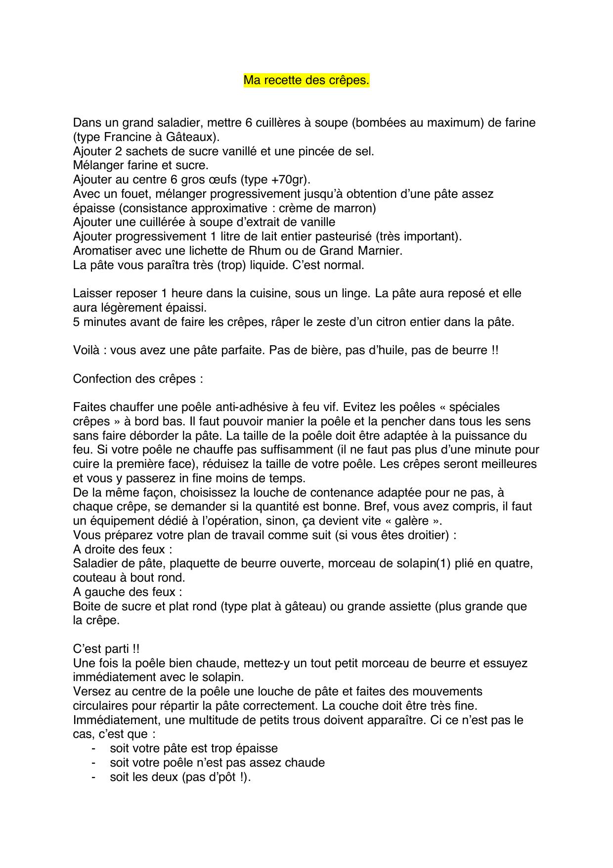 Ma recette des crepes