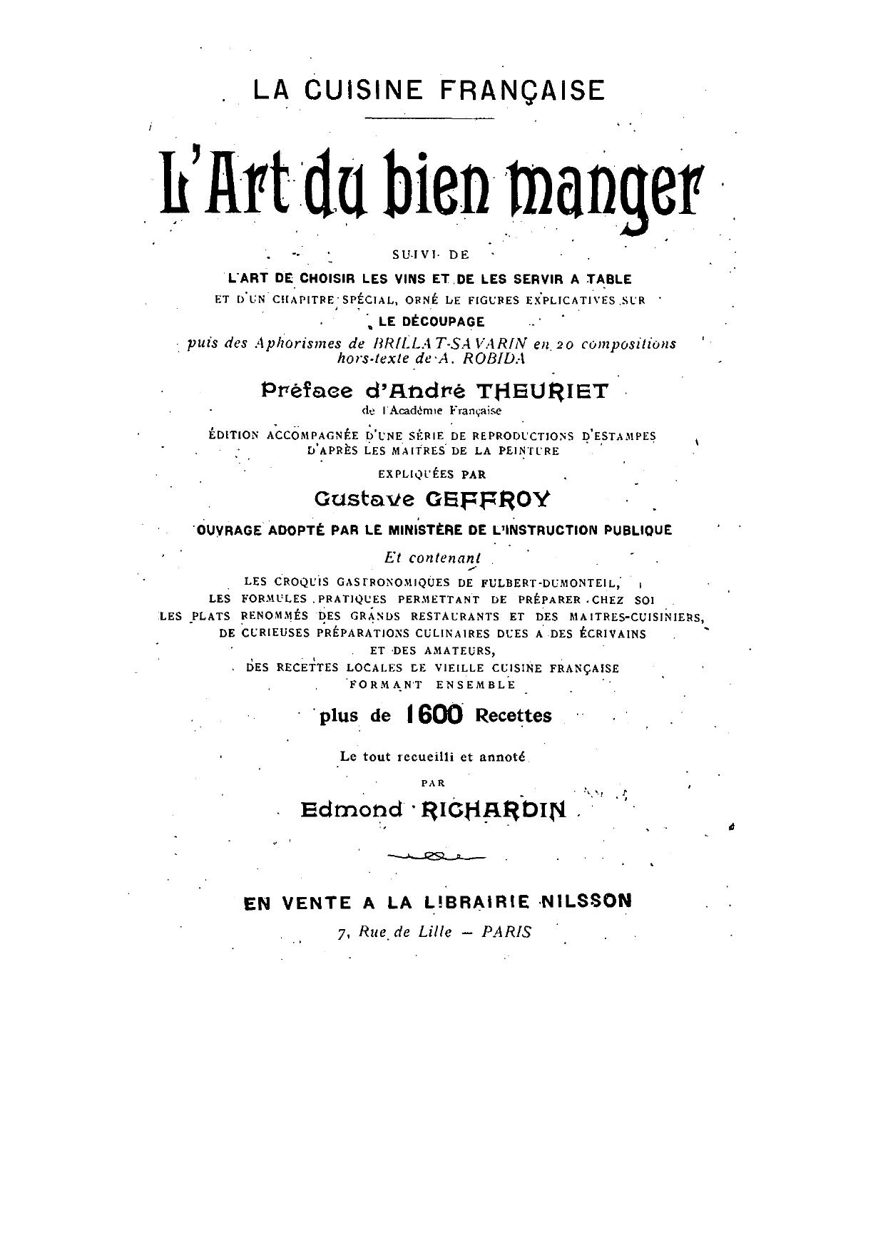 La Cuisine Française - L'art du bien manger (1913)