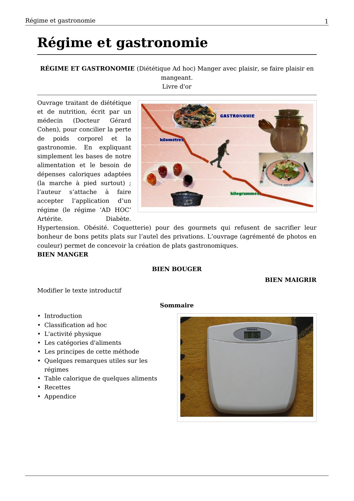 regime et gastronomie