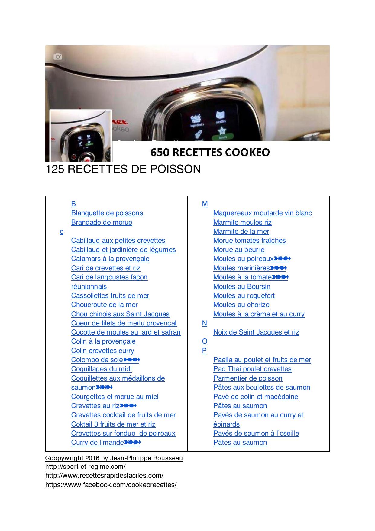 125 recettes de poisson Cookeo