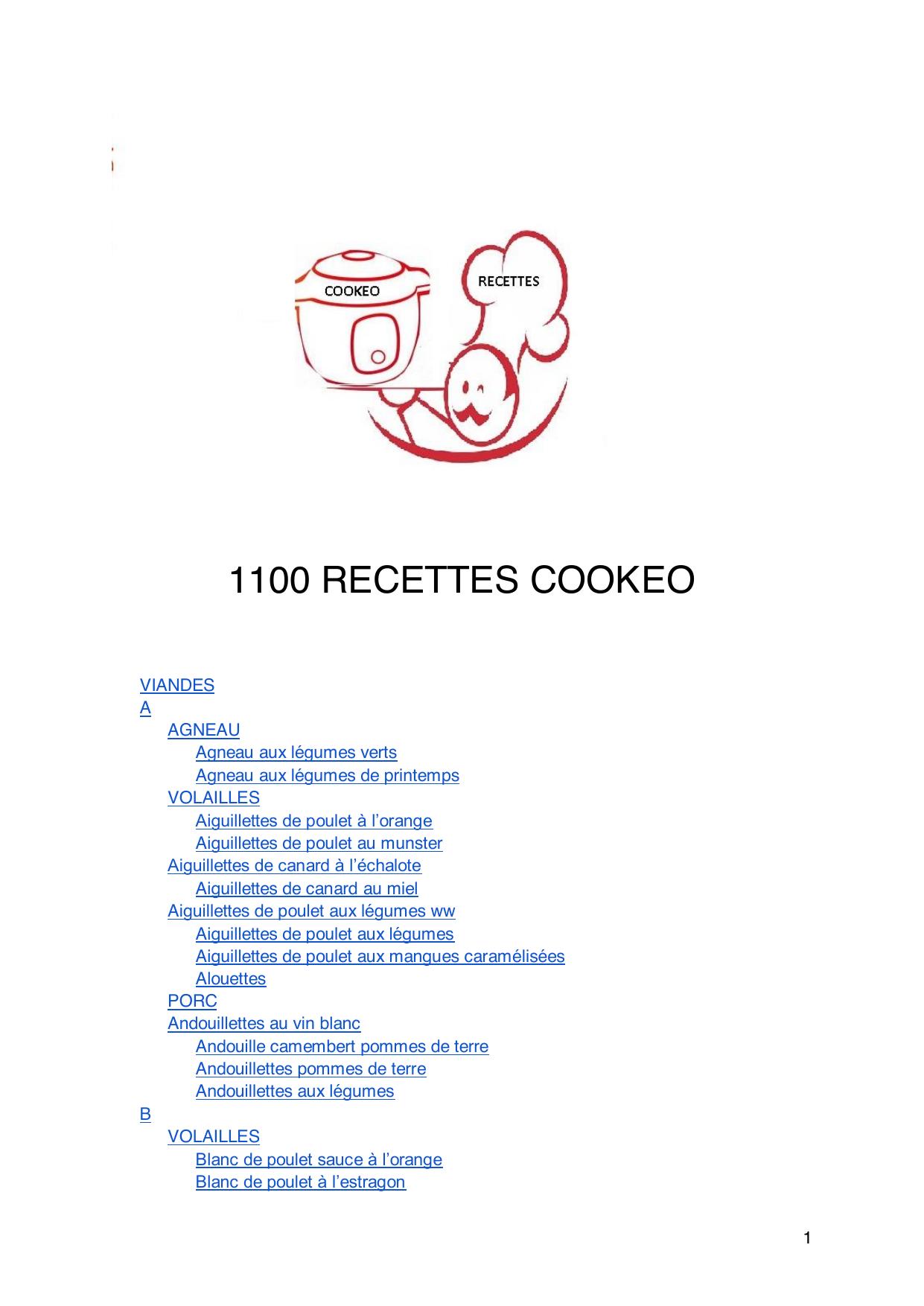 1100 recettes Cookeo