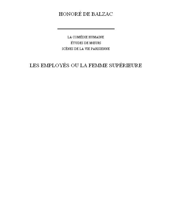 Les Employés Ou La Femme Supérieure
