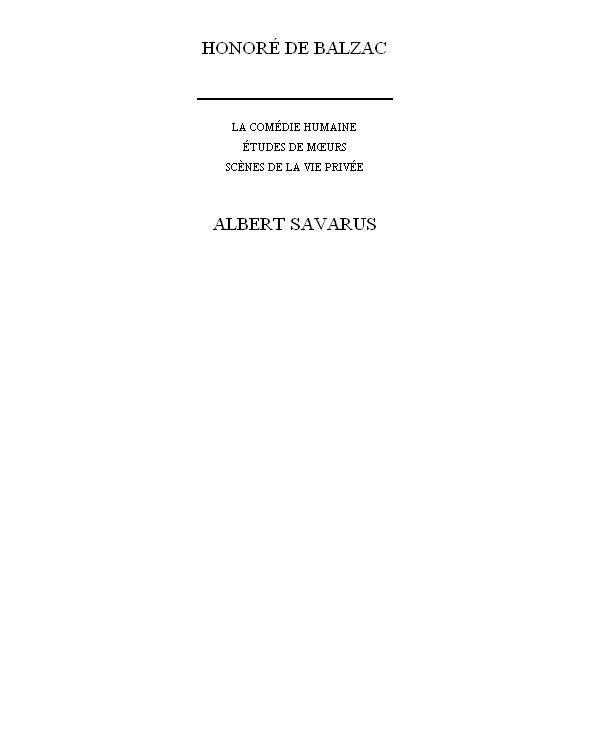 Albert Savarus